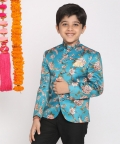 VASTRAMAY Boys Turquoise Jodhpuri