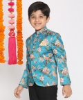 VASTRAMAY Boys Turquoise Jodhpuri