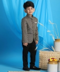 VASTRAMAY Boys Navy Blue Jacquard Jodhpuri Bandhgala