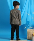 VASTRAMAY Boys Navy Blue Jacquard Jodhpuri Bandhgala