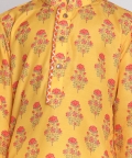 Vastramay Boys Multicolor-Base-Mustard And Cream Kurta Patiala Set