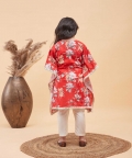 Red And Cream Kaftan And Pant Set
