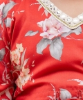 Red And Cream Kaftan And Pant Set