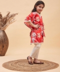 Red And Cream Kaftan And Pant Set