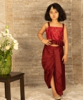 VASTRAMAY Girls Maroon Lehenga Set