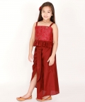 VASTRAMAY Girls Maroon Lehenga Set
