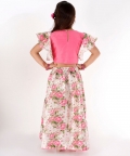 Vastramay Girls Printed Silk Blend Ruffled Crop Top And Skirt Set