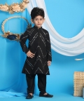 Shrestha By Vastramay
 Boys Black Georgette Mirror Work Kurta Pyjama Set