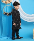 Shrestha By Vastramay
 Boys Black Georgette Mirror Work Kurta Pyjama Set