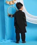 Shrestha By Vastramay
 Boys Black Georgette Mirror Work Kurta Pyjama Set