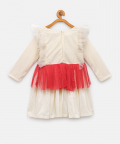 White And Red Net Reindeer Dress With Matching Facemask