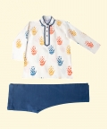 White Hand Block Printed Kurta Set
