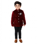 Wine Bandhgala Jacket Set