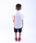 White and Orange Stripe Shirt with Embroidered Tree