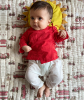 Whitewater Kids Unisex Organic Red Angrakha White Pants