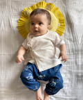 Whitewater Kids Unisex Organic White Kurta Zoo Print Indigo Pants