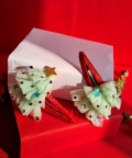 Pair Of Xmas Tree Hair Clips- Green, Red