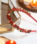 Choko Xmas Jewels Beaded Hair Band - Red