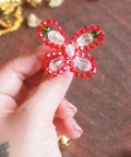 Embellished Butterfly Xmas Ring - Red