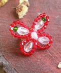 Embellished Butterfly Xmas Ring - Red