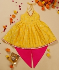Yellow And Magenta Halter Neck Dhoti Jhabla