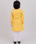 Yellow Bandi Set With Yellow Kurta And Off White Pants