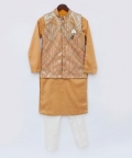 Yellow Embroidered Nehru Jacket Set