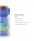 Zoku Kids Flip Straw Bottle, Blue, 415 ml