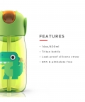 Zoku Kids Flip Straw Bottle, Green, 415 ml 