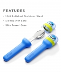 Zoku Stainless Steel Kids Pocket Utensil Set, Shark