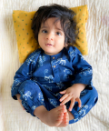 Whitewater Kids Unisex Organic Zoo Print Indigo Kurta Pants
