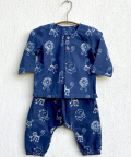 Whitewater Kids Unisex Organic Zoo Print Indigo Kurta Pants