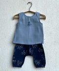 Whitewater Kids Unisex Organic Zoo Monkey Jhabla With Zoo Pants