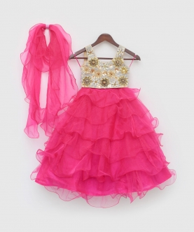 3D Flower Organza Lehenga Set 