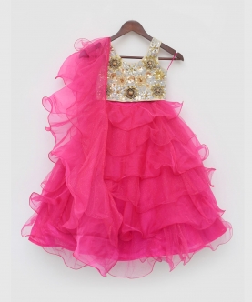 3D Flower Organza Lehenga Set 