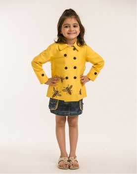 Bee Embroidered Trench Coat 
