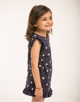 Blue Dress with Leather Embroidered Flowers