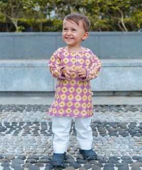 Chanderi Kurta Pyjama Set | Hand-Block Printed