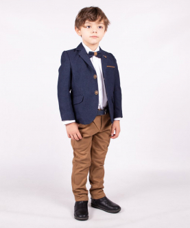 Boys Blue Blazer Set ( Jacket ,Trouser , Shirt , Bow tie & belt)