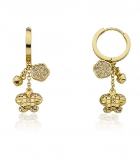 Butterfly & Cz Flower Cluster Dangle Earring