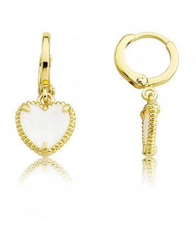 Classic Earring With Mother Of Pearl Heart Dangle