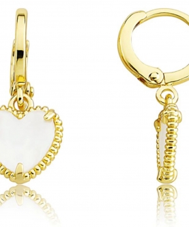 Classic Earring With Mother Of Pearl Heart Dangle