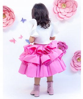 Off White Unicorn Top With Pink Skirt