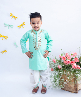 Aqua Green Kurta With Dhoti