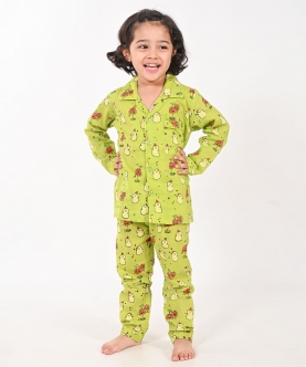 Ghost Print- Unisex Green Nightsuit Set