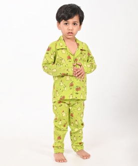 Ghost Print- Unisex Green Nightsuit Set
