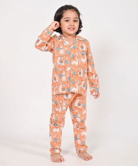 No Drama Llama- Unisex Orange Night Suit Set