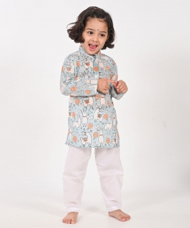 No Drama Llama- Unisex Blue Kurta.