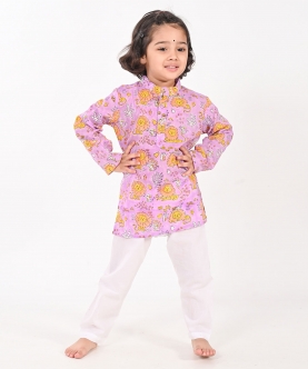Lion And Mouse- Lavender Unisex Kurta