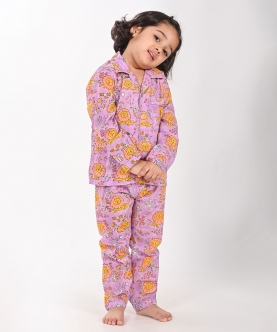 Lion And Mouse- Lavender Unisex Nightsuit Set